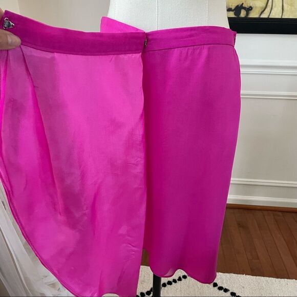 Vintage Constance Saunders Silk Jacket Wrap Skirt Raspberry 10 - Picture 9 of 12